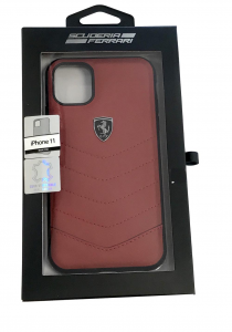 Ferrari Red Real Leather Cover iPhone 11 
