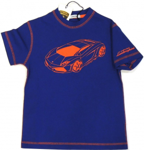 Lamborghini Boys Short Sleeve Gallardo T-shirt Royal Blue - Orange 