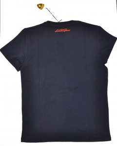 Lamborghini Men Taped Shield Short Sleeve T-shirt Navy/Orange