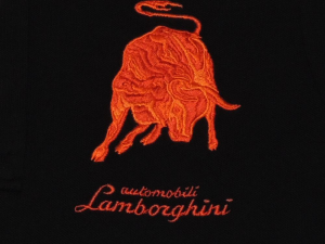 Lamborghini Men BullLXIII Long Sleeve Piquet Polo Black/Orange