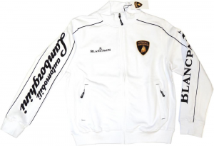 Lamborghini Men Zip Up Sweatshirt White/ Black 