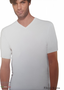 T-Shirt uomo filo di scozia maglietta intima corta scollo V HENRY COTTONS HC1001