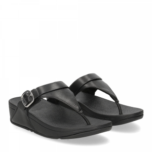 Fitflop Lulu adjustable leather toe post sandals all black