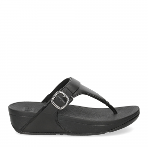 Fitflop Lulu adjustable leather toe post sandals all black-2