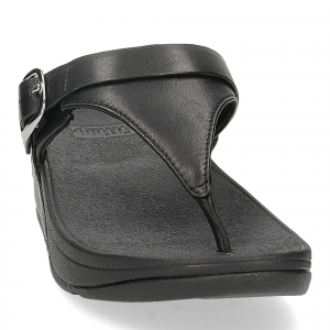 Fitflop Lulu adjustable leather toe post sandals all black-3