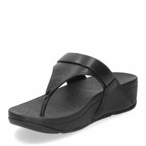 Fitflop Lulu adjustable leather toe post sandals all black-4