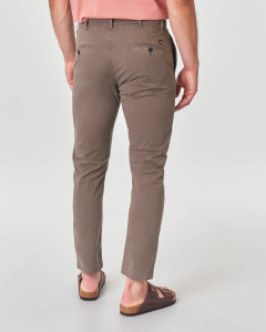 Pantalone chino fango in cotone stretch
