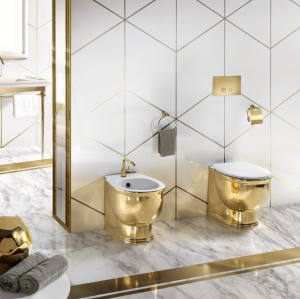 White and gold floor-standing toilet AeT Italia