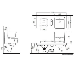 Multi purpose bench wc left with sink G-Full Hatria