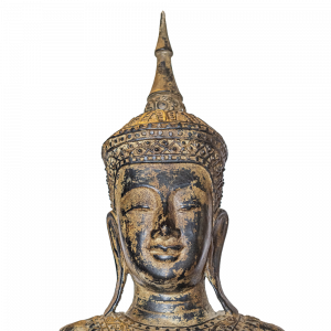 Statua Buddha in legno thailandese intagliata a mano Cambogia antique