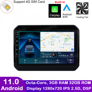 ANDROID autoradio navigatore per Suzuki Ignis 2016-2020 CarPlay Android Auto GPS USB WI-FI Bluetooth 4G LTE