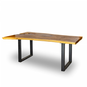 Tavolo in legno di suarn spessore cm 6 con gambe in ferro 