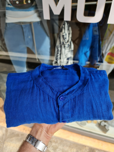 Camicia lino royal blu 