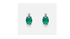 Mikiko, Orecchini in Oro 18kt e smeraldo ovale Diamanti 