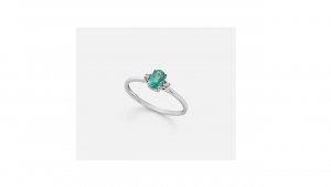 Mikiko, Anello in Oro 18 Kt e smeraldo ovale con Diamanti