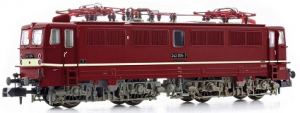 DR, electric locomotive class 211, red livery with wide decor line, period IV