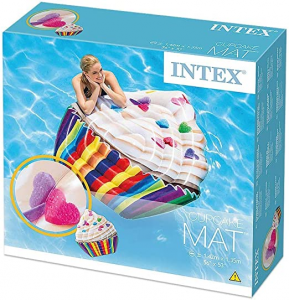 Intex- Materassino Cupcake-Stampa Realistica, Multicolore, 142 x 135 cm, 58770