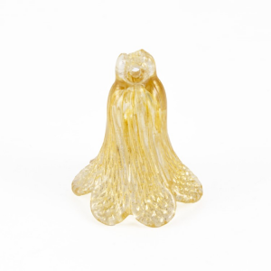 Fiore campanella h40 mm pendente vetro Murano ambra e oro