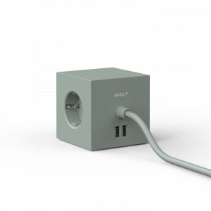 Avolt Square 1 multipresa di design - Cubo magnetico con 3 prese e 2 porte USB - verde