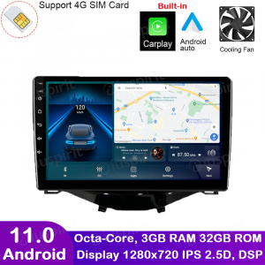 ANDROID autoradio navigatore per Peugeot 107 Citroen C1 Toyota Aygo 2015-2020 CarPlay Android Auto GPS USB WI-FI Bluetooth 4G LTE