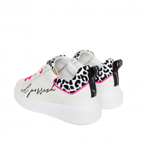 Sneakers bianche/fuxia/animalier Ed Parrish