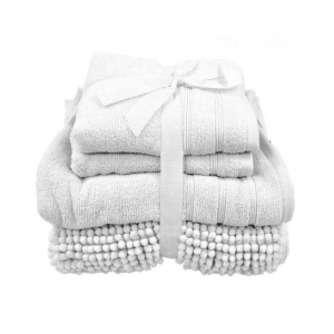 Set Asciugamani con Tappetino da bagno Limited Edition Bianco
