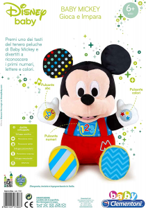 Clementoni - Disney Baby Mickey Gioca e Impara, Peluche Interattivo