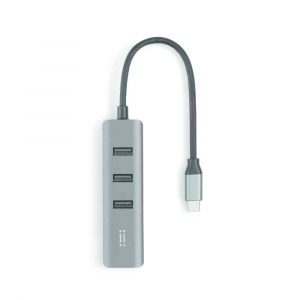 Aiino - Link Hub USB-C con 3 porte USB-A e porta Ethernet - grigio siderale