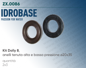 Kit Dolly 8 IDROBASE valido per pompe WS135, WS151, WS152 INTERPUMP composto da Anelli di Tenuta alta e bassa pressione ø20
