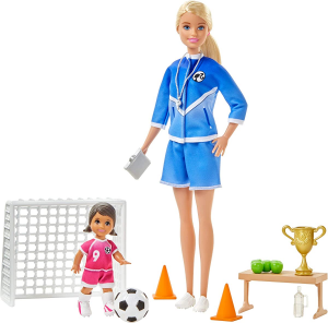 Barbie - Playset Allenatrice di Calcio con 2 Bambole