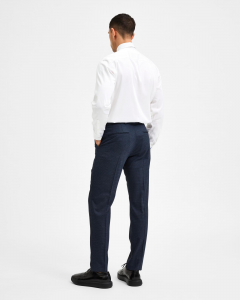 Pantalone blu in tela di misto viscosa stretch effetto micro armatura bi-colore