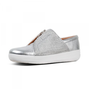 Fitflop - NEW ELASTIC SNEAKER EMBROIDERY SILVER
