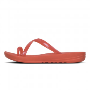 Fitflop - iQUSION WAVE PEARLISED - CROSS SLIDES - HOT CORAL es
