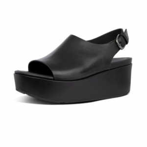 Fitflop - ELOISE BACK STRAP LEATHER WEDGES ALL BLACK
