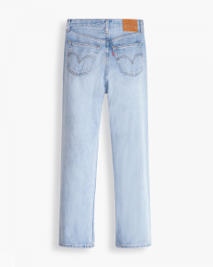 Jeans Ribcage blu super stone washed in cotone dalla linea dritta con chiusura a bottoni