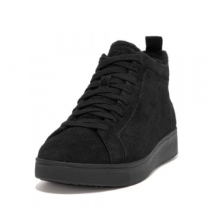 Fitflop - RALLY II COSY LINED SUEDE HIGH-TOP SNEAKERS ALL BLACK
