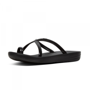 Fitflop - iQUSION WAVE PEARLISED - CROSS SLIDES - BLACK CO