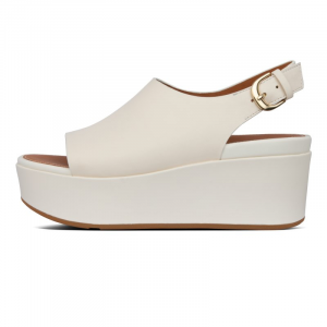 Fitflop - ELOISE BACK STRAP LEATHER WEDGES STONE