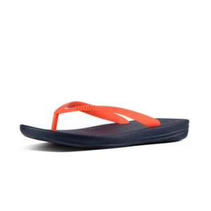 Fitflop - IQUSHION FLIP FLOPS - NEON ORANGE / MIDNIGHT NAVY MIX