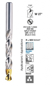Serie punte per ferro professionali HSS-G con rivestimento al TiN sui taglienti mm 1-10 Krino 01170311