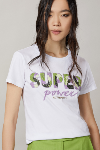 T-shirt con ricamo slogan White Patrizia Pepe