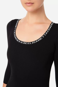 Ribbed Sweater with Logo Neckline
