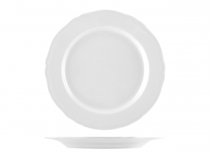 Piatto tavola piano in porcellana bianca