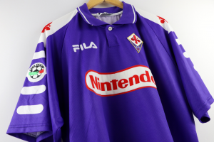 1998-99 Fiorentina Maglia #2 Repka Fila Nintendo Match Worn COA