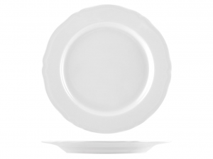 Piatto tavola piano in porcellana bianca