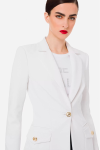 Crepe Jacket with Light Gold Enameled Buttons