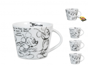 H&H Mickey Heritage Disney Set 6 Tazze tè Bianco/Nero Porcellana 270 ml 