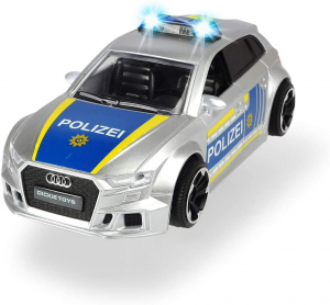 Dickie Toys - Audi RS3, auto della Polizia con frizione, accessori e blocco stradale, luce e suoni