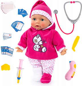 Bayer Design - Doctor Baby, funzioni, interattiva, dottoressa, bambola parlante, con accessori, rosa