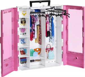 Barbie - Armadio Fashionistas Rosa con Accessori, Bambola non Inclusa, Giocattolo per Bambini 3+ ann